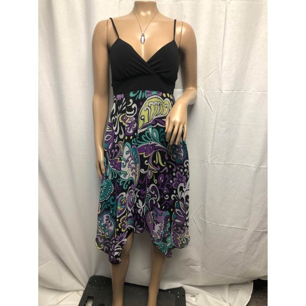 Candies Dress Women Size Small Black Purple Paisley Fairycore Y2K Summer Midi